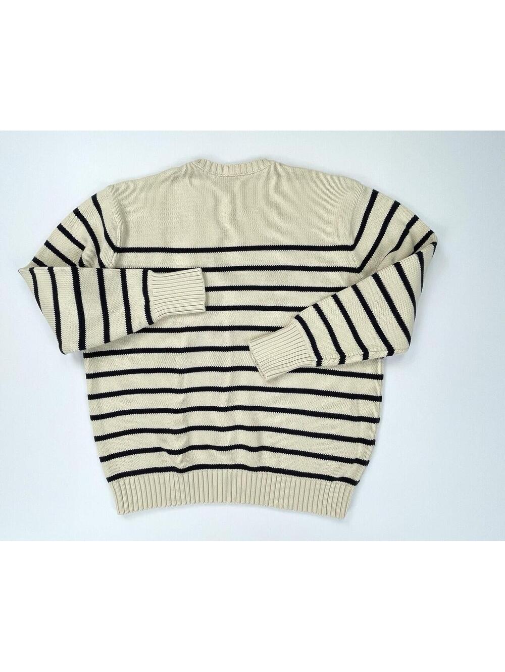 Brandy Melville Brianna Sweater Cream Navy Blue Striped Cotton Beach Nautical OS - Picture 3 of 10